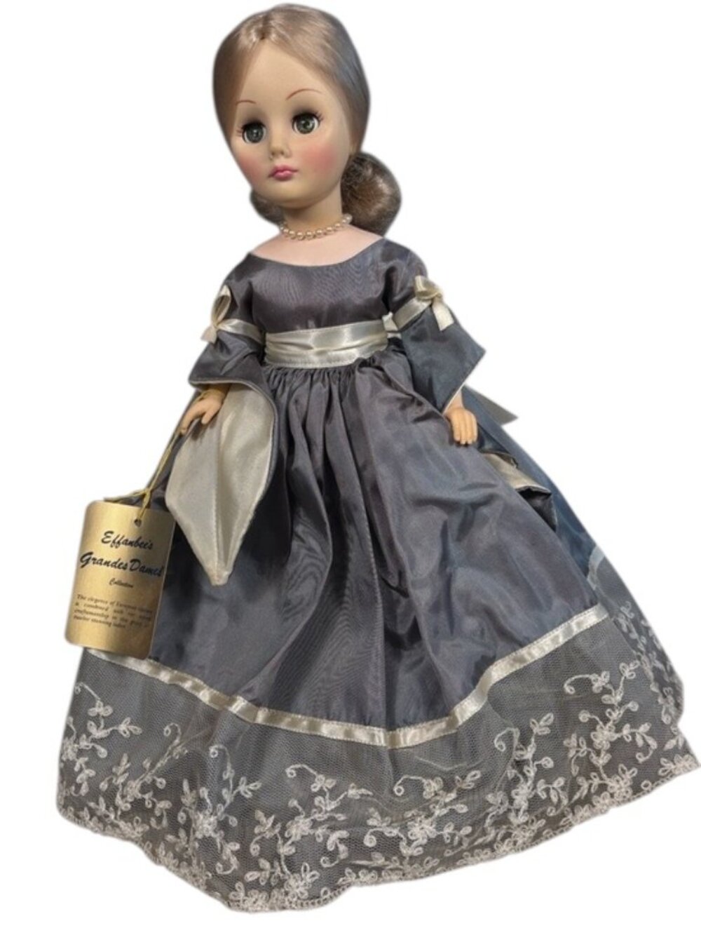 Effanbee Grandes Dames Ingrid Doll 15” 1984 Gray Gown Tagged Vintage USA